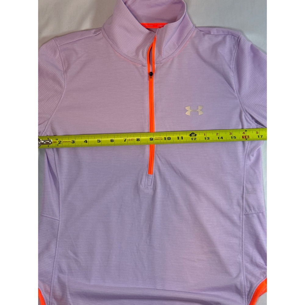 Under Armour Womens Running Top 1/4 Zip Pullover Medium Purple Orange HeatGear - Picture 7 of 9